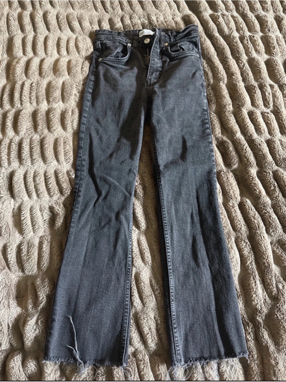 Zara Black Washed Flare Jeans